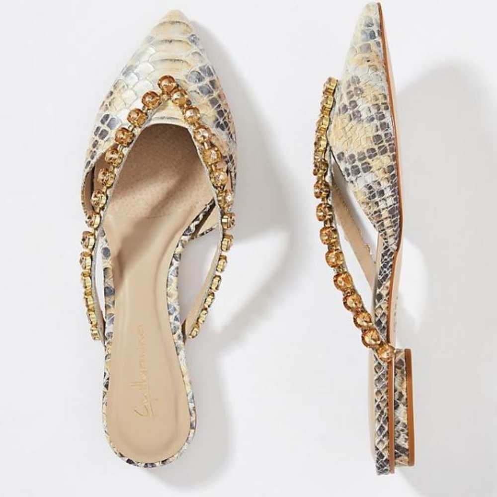 Anthropologie Guilhermina Embellished Snake Marfim